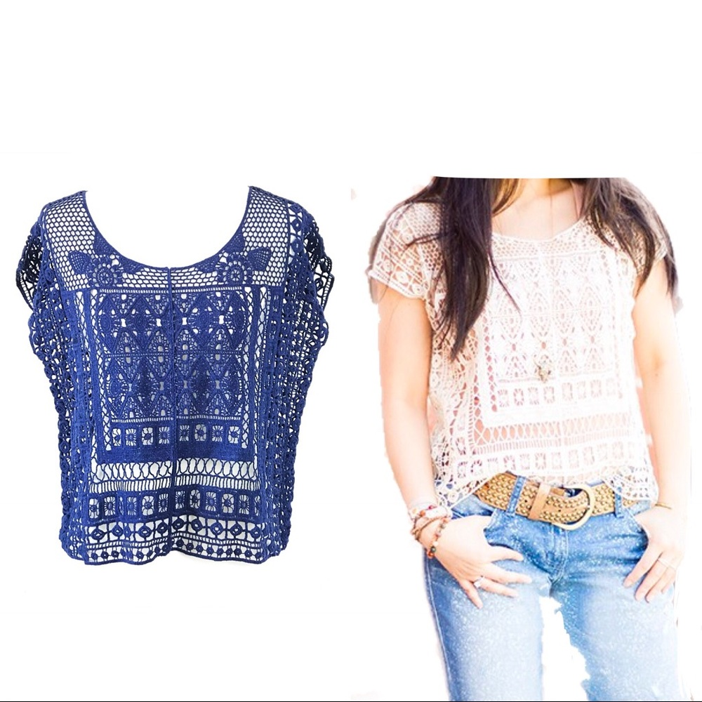 LC Lauren Conrad Crochet Crop Top Size M